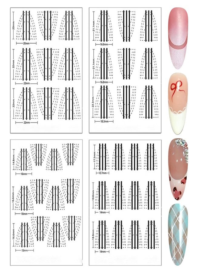 ESUOHYM 10 Sheets French Tip Guide Stencil for All Nail Shapes French Manicure Strips Stickers Self-Adhesive Frenchs Nail Decals for DIY Decoration Stencil Tools Home Salon - Image 1